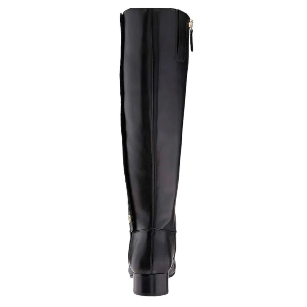 Nine West Oreyan Tall Black Leather Riding Boots Gold Button Details US Size 8.5 - Picture 8 of 10